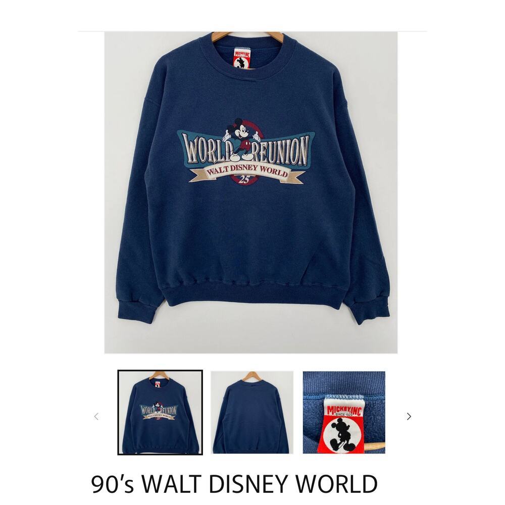 Vintage 90s Walt Disney World 25th Anniversary Mickey Mouse‎ Sweatshirt Blue L